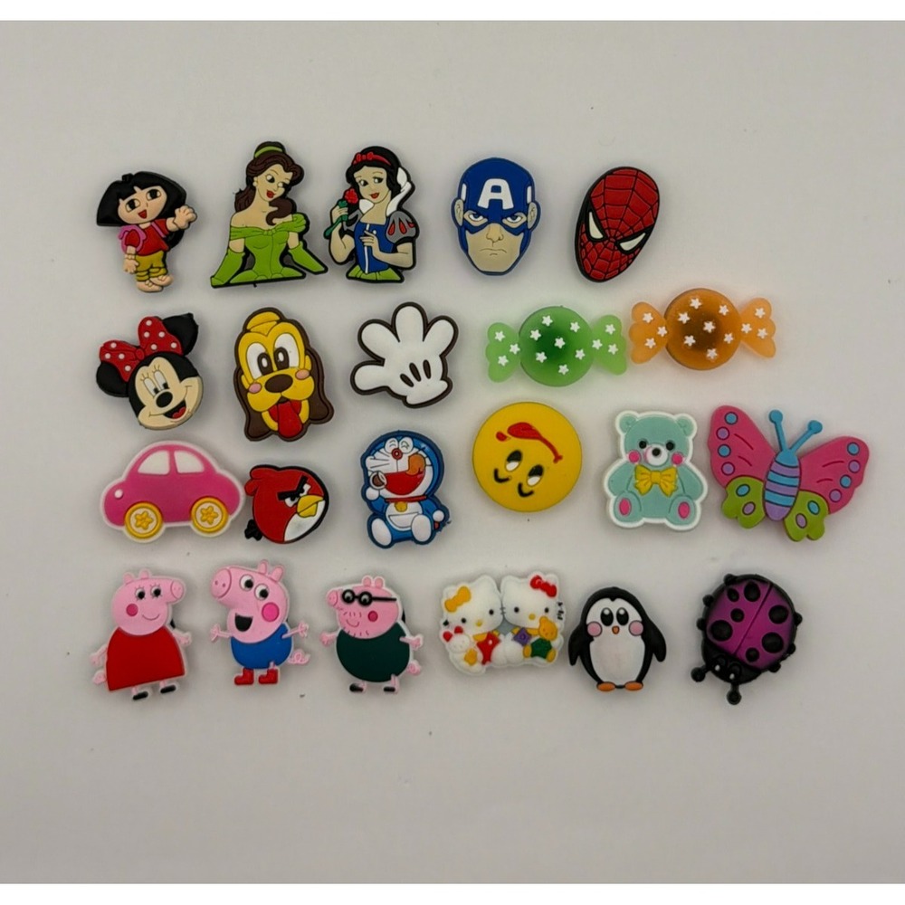 22pc Shoe Charms Lot Crocs Jibbitz Style Disney Marvel Peppa Hello Kitty